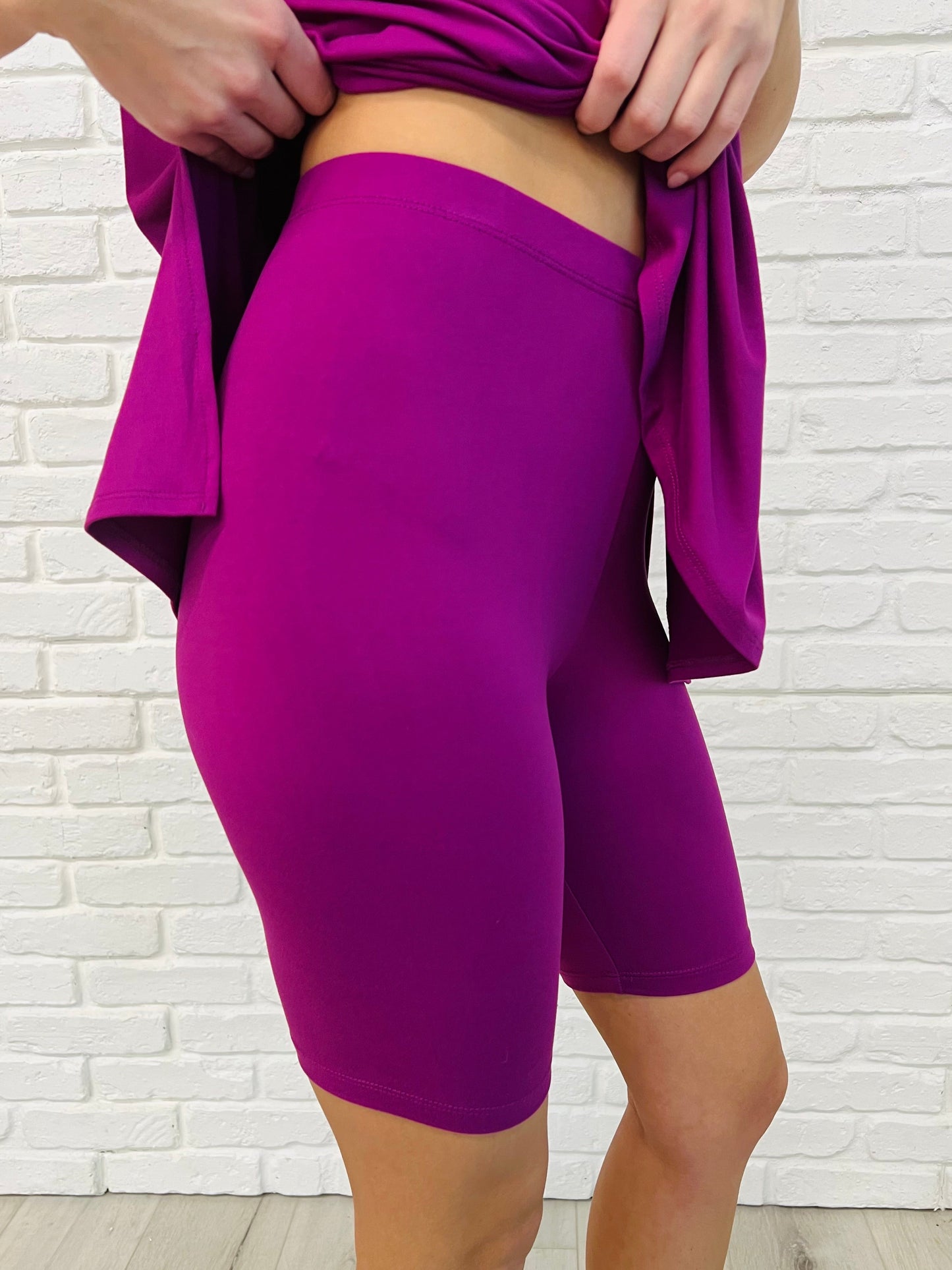 Comfy Cruising Top and Biker Shorts Set in Lt Plum