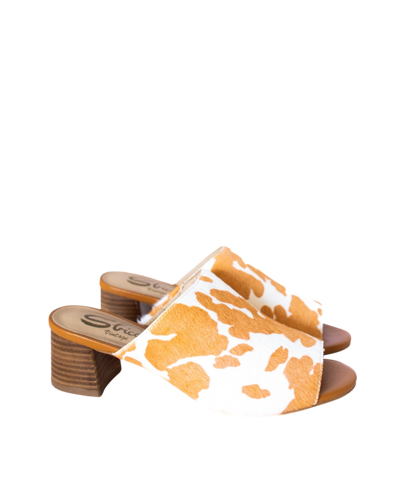 Richwood Peeptoe Tan and White Cowhide Slide